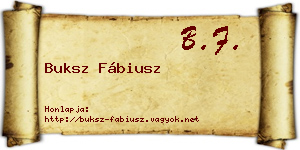 Buksz Fábiusz névjegykártya